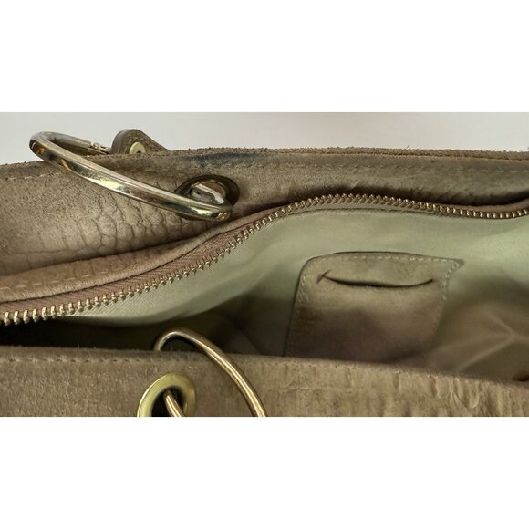 Vera Pelle Large Tote Leather and Suede‎ Crocodile Embossed Bag Purse Tan GUC - Picture 7 of 16